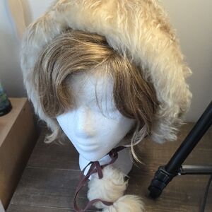 Vintage Chic Cream Faux Fur Hat. Wig Not Included